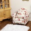 Dollhouse Couch with Pillow 1 12 Scale Miniature Sofa Arm Chair Living Room Furniture Wooden Fabric Frame Single Reading Chair Artificial House Room Scene Decoration (White Floral)