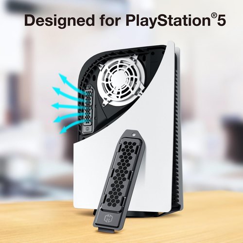 GRAUGEAR Metal Heat Dissipation Cover for PS5 M.2 SSD Expansion Slot | Fit for Playstation 5 NVMe SSD w/Heatsink | New Breathable Cellular Hole | Cooling and Dust Proof (Black)