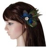 Women Bohemian Peacock Feather Hair Clip Hair Pin Elegant Fascinator Wedding Dance Party Headdress Headwear Hair Accessory Sequined Showgirl Headpiece (Style 3)