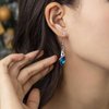 Aneneiceera Bohemia Sapphire Drop Earrings Blue Crystal Dangle Hook Earrings Long Cz Blue Rhinestone Earrings Bridal Sapphire Earrings Jewelry for Women Gifts