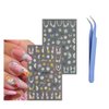 4 Sheets 5D Embossed Flower Nail Art Stickers,Self Adhesive Daisy Nail Stickers for Nails DIY Manicure Decorations with Tweezer (Flower-4Sheets)
