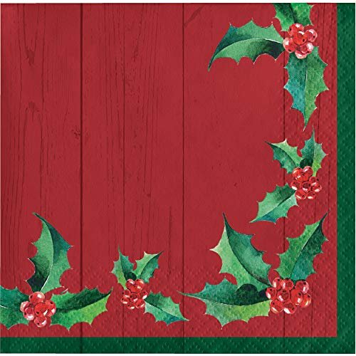 Creative Converting Classic Santa Beverage Napkins, Red