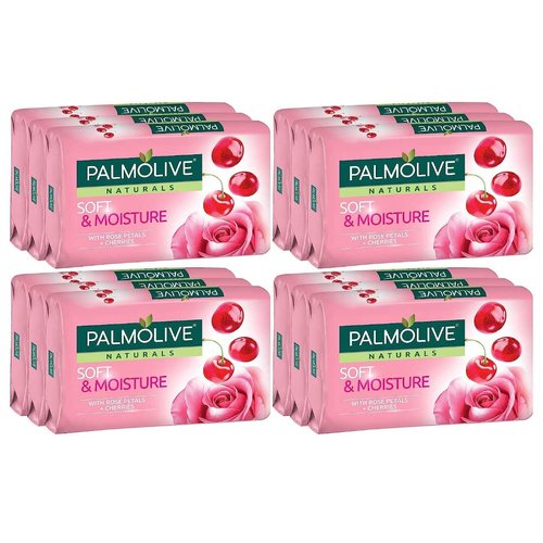 Palmolive Naturals Soft & Moisture Bar Soap with Rose Petals & Cherries, 80 G / 2.8 Ounce Bars, 3 in a Pack (Pack of 4) Total 12 Bars