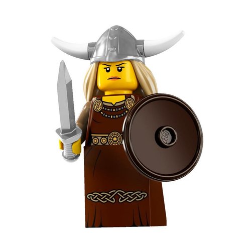 LEGO Minifigures Series 7 Viking Woman Collectible Figure Village Warrior Sword Shield Monster