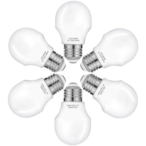WELLHOME 40W Equivalent Light Bulb,4W Led Bulbs 5000K Daylight,A15 LED Lights E26 Base,Ceiling Fan Light Bulb,120V 40w Appliance Bulb,Non-Dimmable,6 Pack