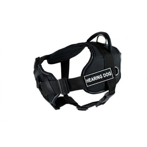 Dean & Tyler Black with Reflective Trim Fun Dog Harness with Padded Chest Piece, Hearing Dog, Small, Fits Girth Size 22-Inch to 27-Inch