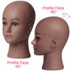 NEWSHAIR Bald Female Mannequin Head with Eyelash Training Head Wig Head Professional Cosmetology for Wig Making and Display Hat Helmet Glasses or Masks Display Head Model with Free T-Pins (Dark Brown)