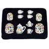 AUEAR, 15 Pack Miniature Ware Porcelain Tea Set 1:12 Miniatur Dish Cup Plate Classic Kitchen Accessories(Gold Leaf Pattern)