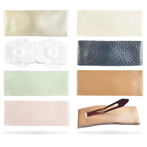 7 Pcs 2" Faux Leather Hair Snap Clips Barrettes No Slip for Women Girls(Tara Set of 7)