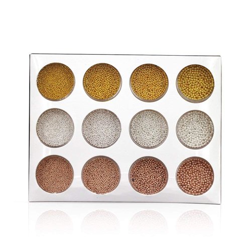 YesLady Nail Art Metal Mini Steel Ball 3D Caviar Decoration Manicures Bead 12Pots
