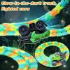 APEO Dinosaur Train Set for Kids Ages 4-8 Dinosaur Toys for Kids 3-5 Race Tracks for Kids Ages 3-5 Contains Glow Race Tracks and LED Toy Cars Car Tracks Gifts for 4 Year Old Boys