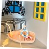 Toddmomy Fake Fishing Boat Figurine, 1 Set Doll House Swimming Ring Canoe Model Plastic Sea Fishing Boat for Dollhouse Decor