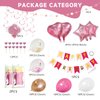 Pink Happy Birthday Decorations Set with Happy Birthday Banner and Confetti Balloons,Glitter Fringe Curtains,Star and Heart Birthday Balloons，Hanging Swirls for Women Party Supplies
