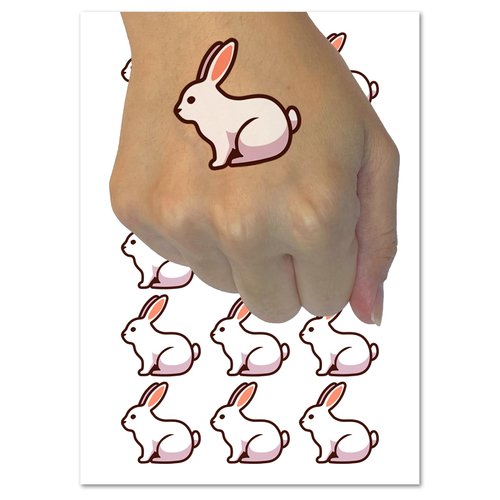 Resting Rabbit Bunny Easter Temporary Tattoo Water Resistant Fake Body Art Set Collection - 54 1" Tattoos (1 Sheet)