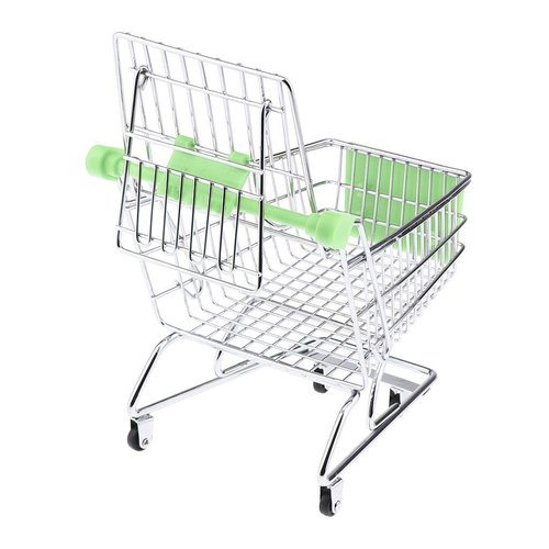 Mini Shopping Cart Miniature Supermarket Handcart Shopping Utility Cart Storage Toy for Kids - Green