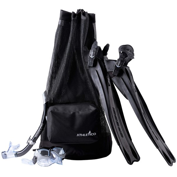 Athletico Scuba Diving Bag - XL Mesh Travel Backpack for Scuba Diving and Snorkeling Gear & Equipment - Dry Bag Holds Mask, Fins, Snorkel, and More (Black)