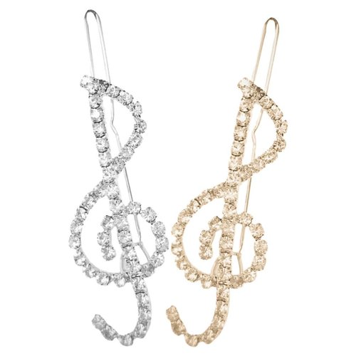 Beaupretty 2 Pieces Rhinestone Bobby Pins, Music Note Hair Clips Elegant Hair Barrettes Rhinestone Sparkling Hair Accessories for Women Girls