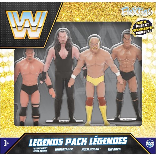 Bend-EMS™ Poseable Action Figure Set - WWE Legends Bendable Toys - Hulk Hogan, The Rock, Stone Cold, Undertaker