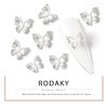 RODAKY 3D Alloy Butterfly Nail Art Charms 12PCS Silver Butterflies Nail Decoration with Gems and Rhinestones for Nail Crystals Design Butterflies Nail Art Jewels Accessories DIY Nail Supply