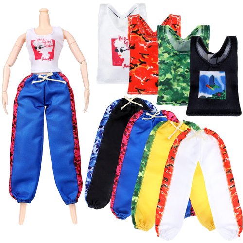 Bencailor 8 Pcs Doll Clothes for 11.8 Inch Doll, Doll Accessories Includes 4 Summer Tops and 4 Pants Regular Outfit Doll Clothing for Birthday Gifts