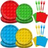96 Pcs Building Block Party Supplies, Building Bricks Party Plates and Napkins Set Boys Girls Building Block Themed Party Dinnerware for Kids Baby Shower Birthday Party Decorations, Serves 24