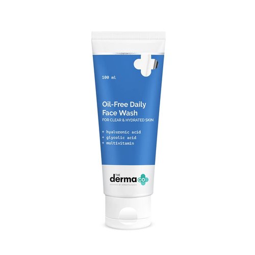 The Derma Co Oil-Free Daily Face Wash for Clear & Hydrated Skin | Gently Exfoliates & Removes Excess Oil | Hyaluronic Acid Helps Fight Post-Wash Dryness | 3.38 Fl Oz/100ml