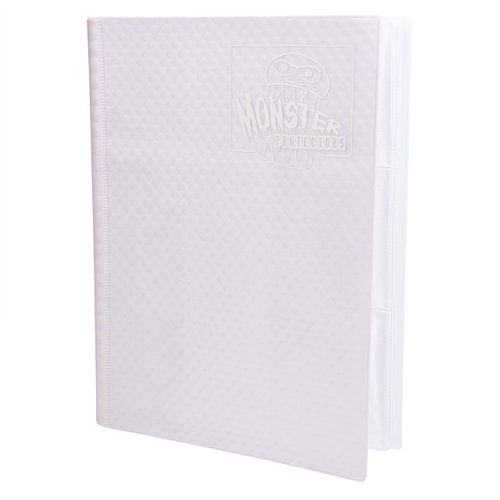 Monster 9 Pocket Trading Card Binder - Holofoil White w White Pages Album, Anti-Theft TCG Protection w Side Loading Padded Pockets, Double Sided, Holds 360 Cards, Sport, Gaming, Kpop, Christmas Gift