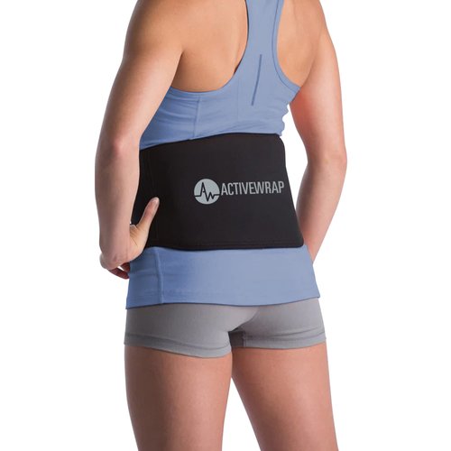 ActiveWrap - Back Ice Pack for Back Pain, Swelling, Sprain, Spasm, Stiffness and More, Reusable Ice Pack for Injuries with Compression Strap, Use for Hot and Cold Therapy, Small/Medium