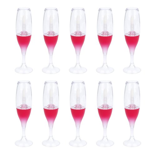 JANKOW Wine Glass Lip Gloss Tubes, Empty Lip Gloss Bottles, 8 ml/ 0.27 oz Refillable Cosmetic Containers Lip Gloss Glaze Container Tubes For Women Girls DIY Sample Vials (10 Pcs Red)
