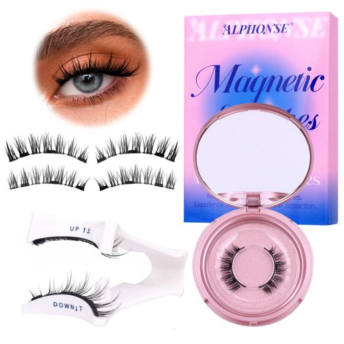 Reusable Magnetic Eyelashes with Applicator Manga Magnetic Lashes with Clamp Natural Look No Glue False Eyelashes Without Eyeliner ALPHONSE pestañas postizas magneticas