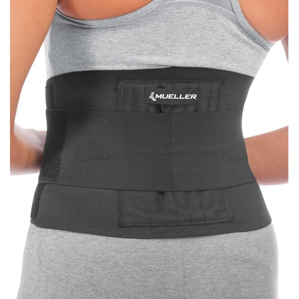 MUELLER Sports Medicine Adjustable Back Brace, Back Pain Relief Support for Men and Women, Ideal for Upper and Lower Back Pain, Sciatica, Scoliosis, Black, One Size