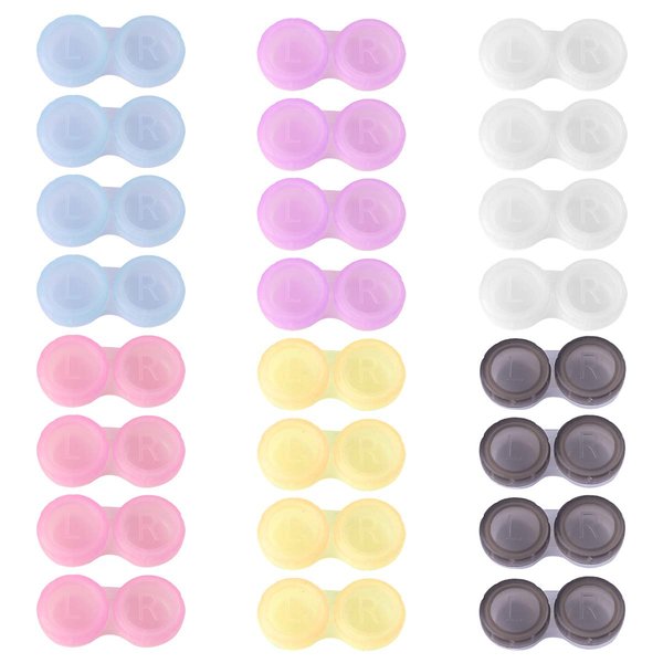 Teemico 60 Pcs Colorful Contact Lens Case Bulk Eye Lense Box Holder Container Soak Storage Travel Kit for Eyes Care,6 Colors (Black, White,Pink,Yellow,Purple,Blue)