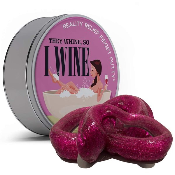 Gears Out They Whine So I Wine Stress Putty - Relaxing Bath Design - Novelty Therapy Putty for Moms and Teachers - Wine red, Fidget Toy