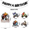 ANGOLIO 42Pcs Dirt Bike Party Decoration Kit Motocross Party Hangling Swirls Dirt Bike Extreme Sports Racing Birthday Party Banner Cake Topper and Table Centerpieces for Man's or Boys