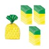 Beistle 75 Piece Tropical Treat Favor Bags - Luau Party Pineapple Cello Candy Bags With Twist Ties, Yellow/Green