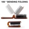Yasdyri Travel Folding Hair Brush Portable Pocket Boar Bristle Brush for Women, Men, and Children, Folding Mini Boar Bristle for Wet and Dry Hair, Curly and Detangle 2 Pack