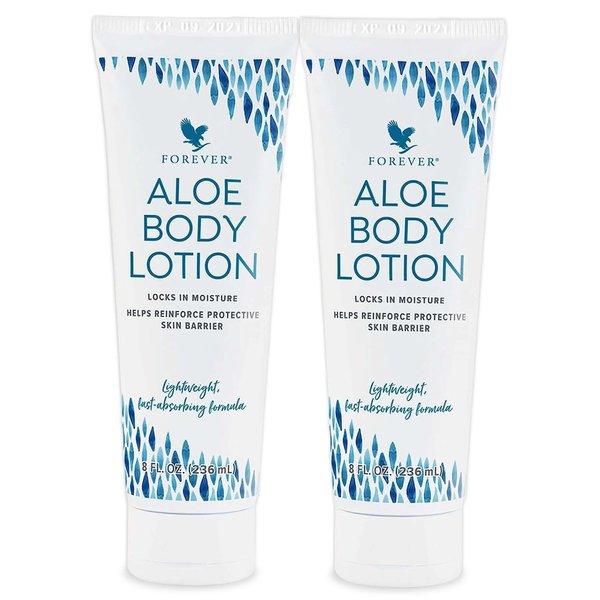 Forever Living Aloe Body Lotion - 2 Pack (8 FL OZ Each) - For Smooth, Hydrated & Healthy Skin - Vegan & Gluten-Free w/Argan Oil, & Macadamia Seed Oil