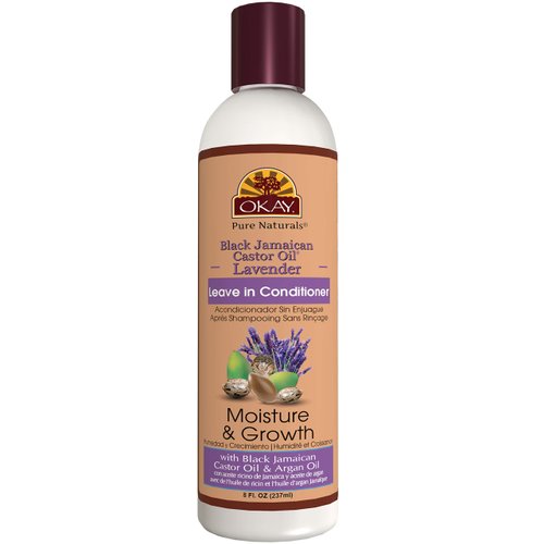 OKAY Black Jamaican Castor Oil Leave In Conditioner - Hair Moisturizer for Women and Men, Natural Hair Product for Hair Growth, Curly Hair Grease for Smooth, Moisturized Hair - 8 Oz