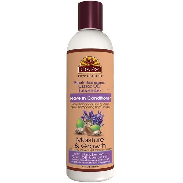 OKAY Black Jamaican Castor Oil Leave In Conditioner - Hair Moisturizer for Women and Men, Natural Hair Product for Hair Growth, Curly Hair Grease for Smooth, Moisturized Hair - 8 Oz
