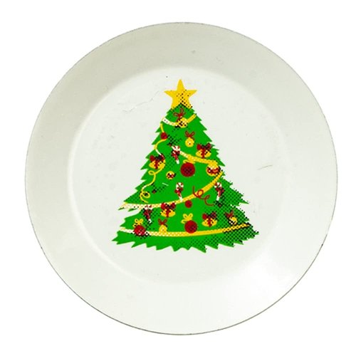 Melody Jane Dolls Houses Christmas Tree Plate Miniature Kitchen Dining Room Table Accessory