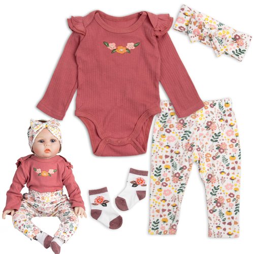 Reborn Baby Doll Clothes 4pcs Set for 22-24 Inch Baby Doll,Baby Doll Clothes Outfit Accessories fit Newborn Baby Doll Girl