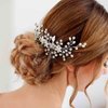 YBSHIN Bride Wedding Flower Hair Comb Silver Rhinestone Hair Pieces Crystal Headpiece Bridal Hair Accessories for Women