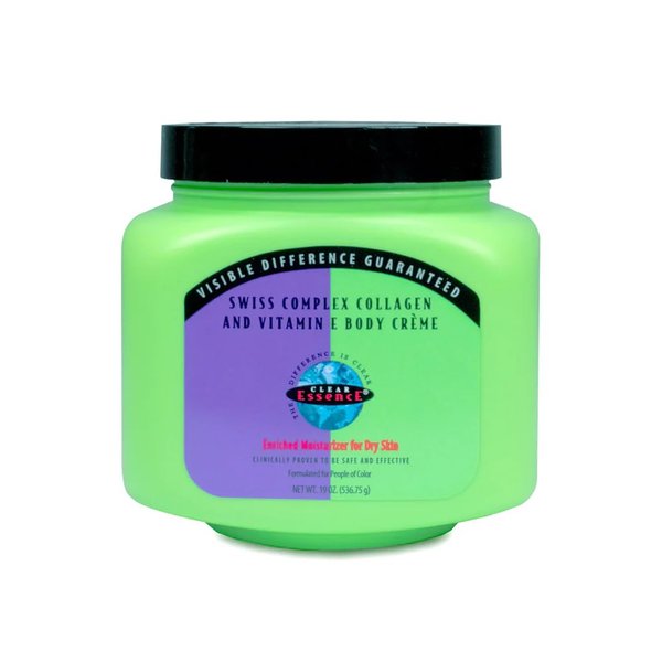 Clear Essence Sensitive Swiss Collagen Vitamin E Creme for Dry Skin - Collagen Moisturizer Face Cream & Body Cream for Uneven Patches & Dull Complexions - Dermatologist Tested Collagen Cream - 19 Oz