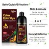 Dark Brown Hair Dye Shampoo for Gray Hair, Instant Brown Hair Color Shampoo for Men & Women, Herbal Brown Hair Dye Shampoo 3 in 1 for 100% Gray Coverage in Minutes 500ml
