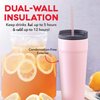DASH 20oz Tumbler with Spill-Proof Lid and Straw, Stainless Steel Vacuum Insulated Coffee Tumbler Cup, Double Wall Powder Coated Travel Mug - Rose