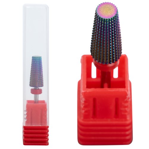 Delanie 5 in 1 Carbide Nail Drill Bit for Acrylic Nail & Gel Nail, Tapered Nail Bit, Professional Manicure Salon Supplies, Fine Grit, Gradient Purple