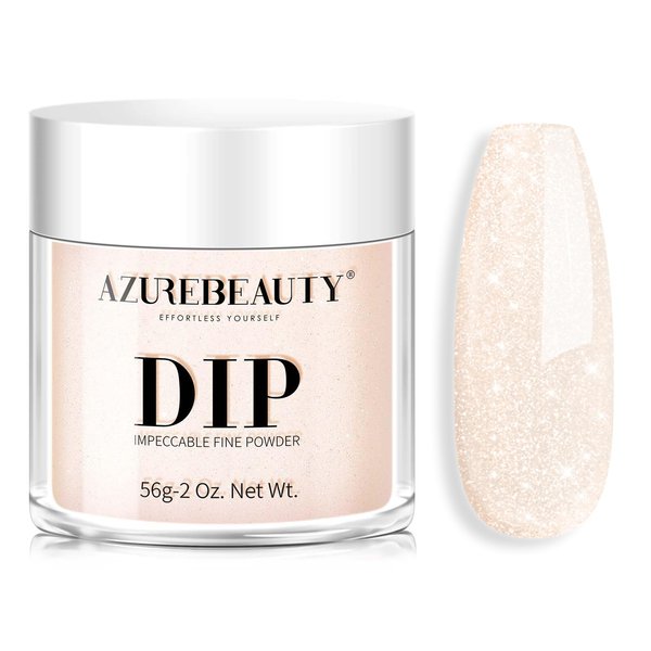 AZUREBEAUTY Dip Powder - Nude Shimmer Color 2Oz/56g, Shiny Nude Kin Tones Neutral Dipping Powder Crystal French Nail Art Starter Manicure Salon DIY Home Gift