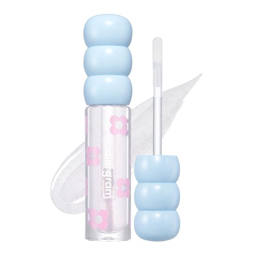 COLORGRAM Fruity Glass Tint Pearl Gloss | Long Lasting & Waterproof Lip Stain | Glossy Transparent Dewy Lip Gloss with subtle Pink Glitter, Buildable & Blendable for Glowing, Sparkling effect 0.11 Oz.