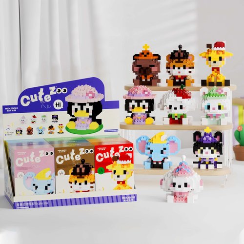 TIMCHESS Mini Animals Building Block Sets, 9 Style Cute Miniature Dog Cat Giraffe Tiger Capybara Figurine Toys, Micro Building Blocks Party Favors for Kids 3+ Adults Christmas Stocking Stuffers