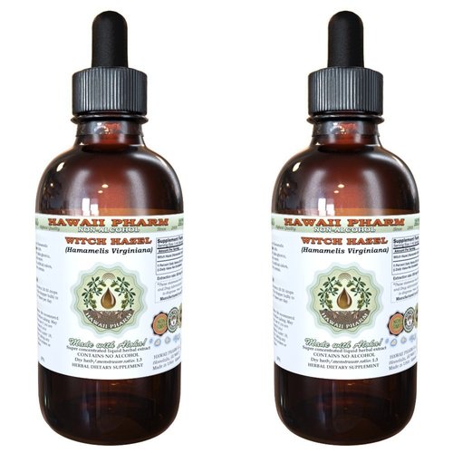 Hawaii Pharm Witch Hazel Alcohol-FREE Liquid Extract, Witch Hazel (Hamamelis Virginiana) Bark Glycerite Natural Herbal Supplement, USA 2x2 fl.oz